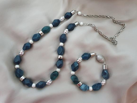 Conjunto De Colar E Pulseira De Jade Oregon Chanfrado
