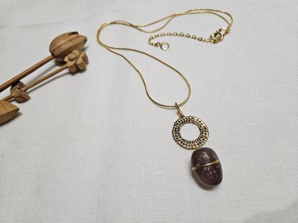 Corrente com Pedra Ágata Lapidada