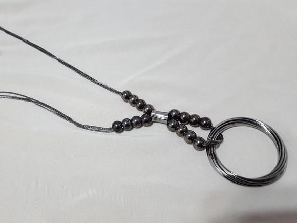 Corrente Grafite com Pingente de Aros
