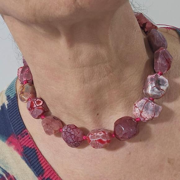Maxi Colar Chocker de Pedras Naturais Ágata