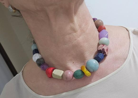 Maxi Colar Choker de Pedras Naturais