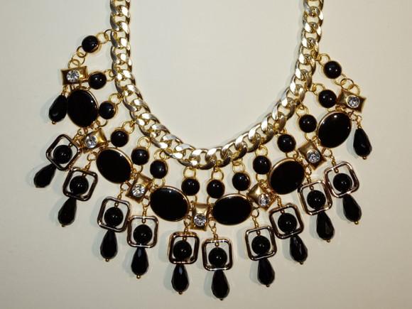 Maxi Colar com Cristais Negro - Semi Jóia