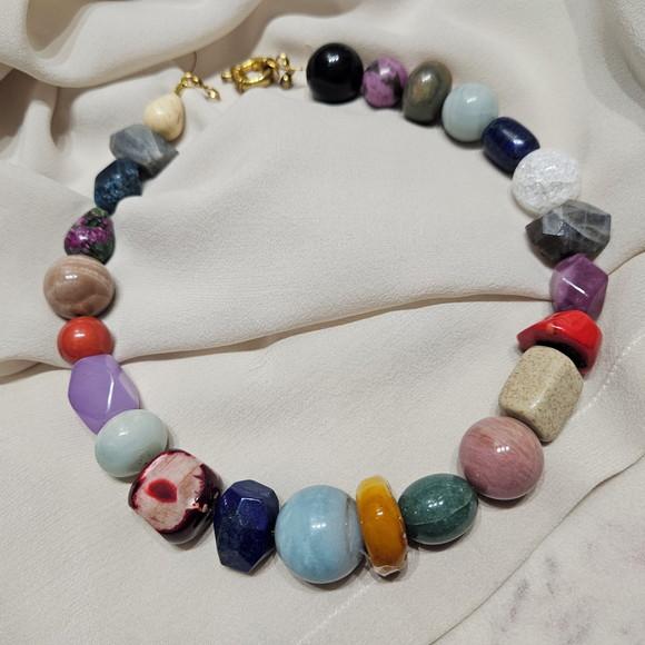 Maxi Colar Choker de Pedras Naturais