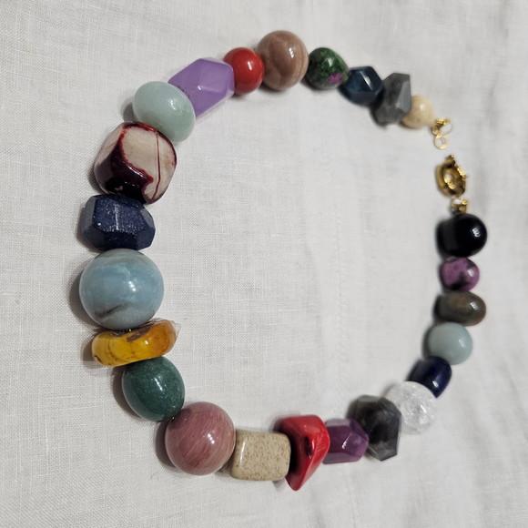 Maxi Colar Choker de Pedras Naturais