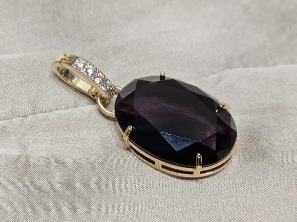 Pingente Ametista com Contra Argola de Mini Zircônias