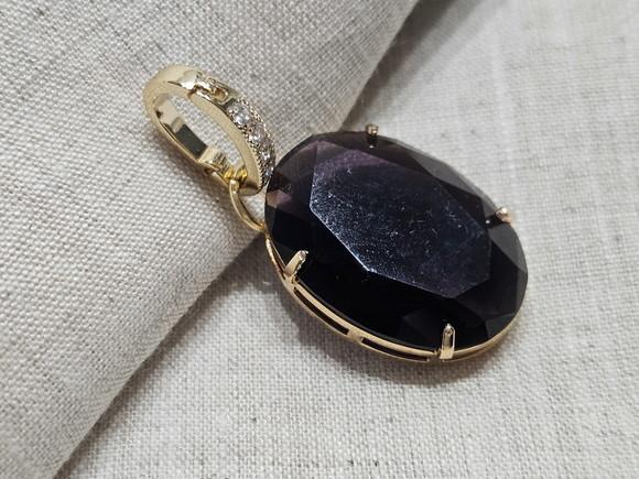 Pingente Ametista com Contra Argola de Mini Zircônias