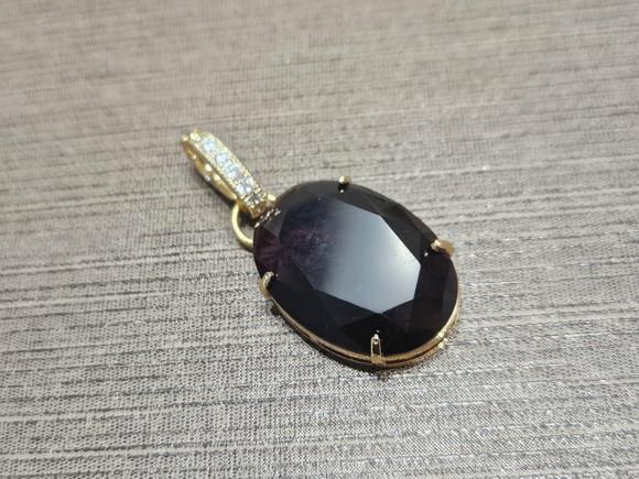 Pingente Ametista com Contra Argola de Mini Zircônias