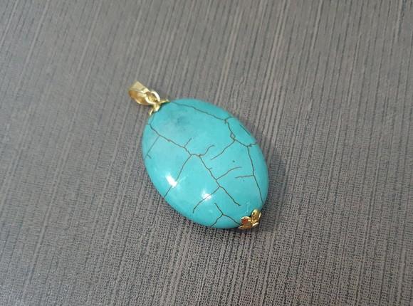 Pingente de Pedra Hawlita Turquesa Azul