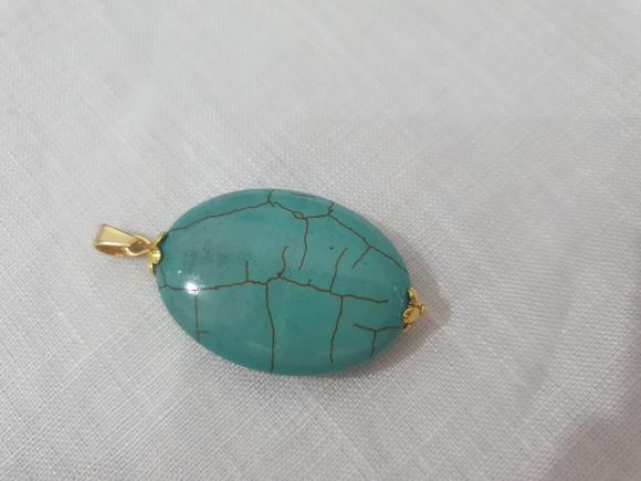 Pingente de Pedra Hawlita Turquesa Azul