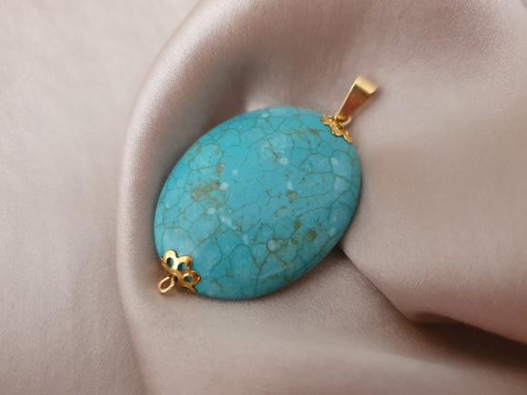 Pingente de Pedra Natural Howlita Azul Turquesa
