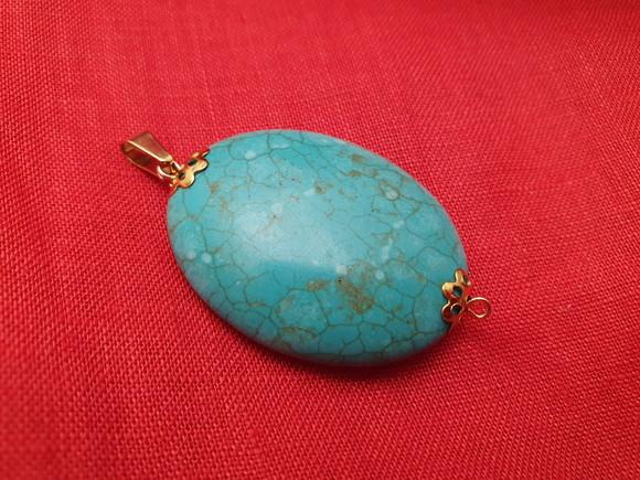 Pingente de Pedra Natural Howlita Azul Turquesa