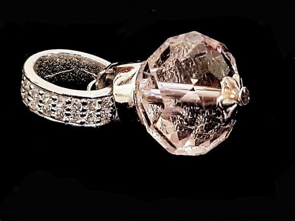 Pingente de Prata e Cristal Rose de France