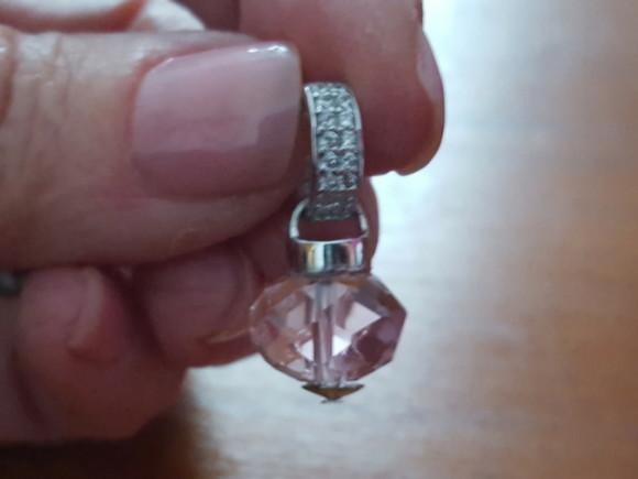 Pingente de Prata e Cristal Rose de France