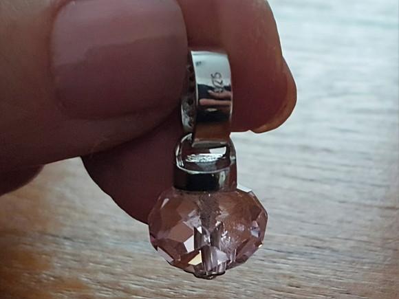 Pingente de Prata e Cristal Rose de France