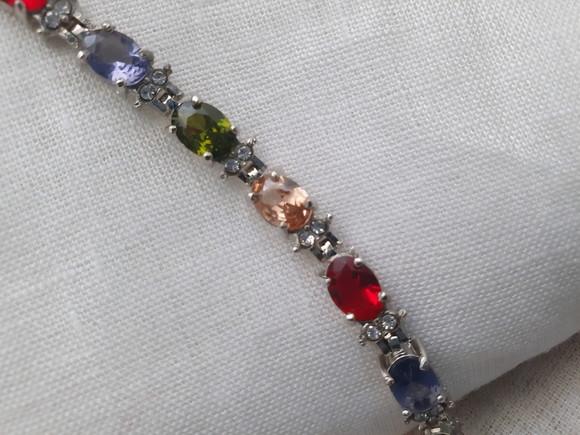 Pulseira Banhada com Cristais Coloridos