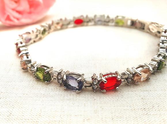 Pulseira Banhada com Cristais Coloridos