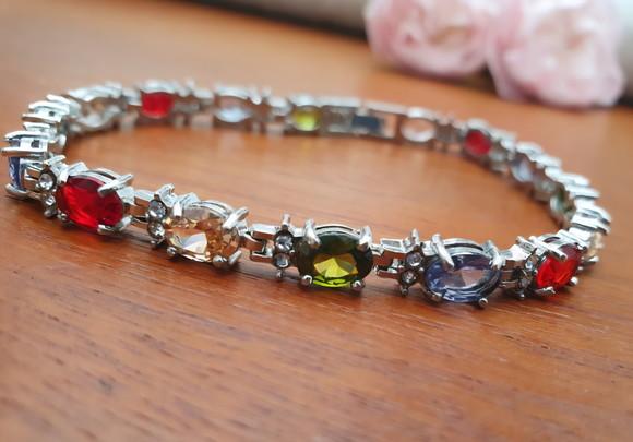 Pulseira Banhada com Cristais Coloridos
