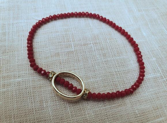 Pulseira Banhada com Cristais Rubi