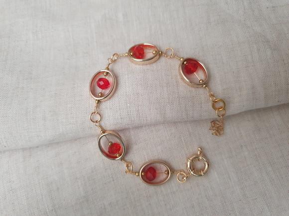 Pulseira Banhada com Cristais Vermelho