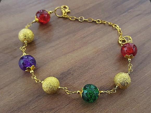 Pulseira Banhada com Cristal Fusion Colorido