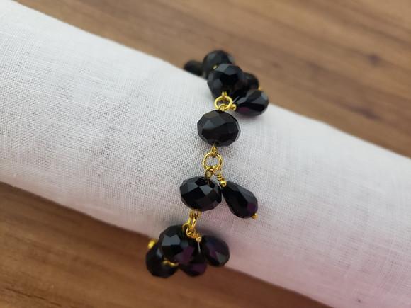 Pulseira Banhada com Cristal Preto