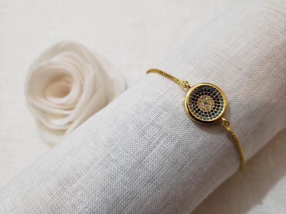Pulseira Banhada com Mandala de Cristais