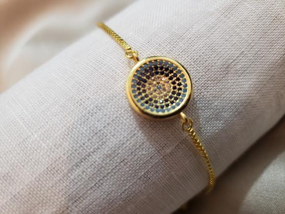 Pulseira Banhada com Mandala de Cristais