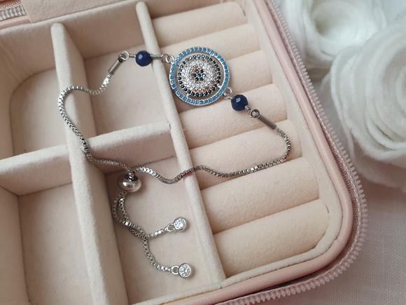 Pulseira Banhada com Mandala de Cristais e Pedra Natural