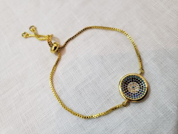 Pulseira Banhada com Mandala de Cristais