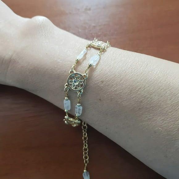 Pulseira Banhada com Pedras Narurais da Lua - Semijoia