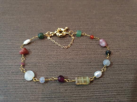 Pulseira Banhada Com Pedras Naturais