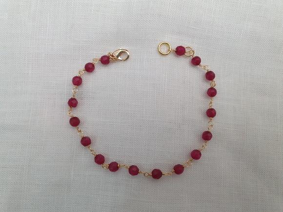 Pulseira Banhada com Pedras Naturais Jade Rubi