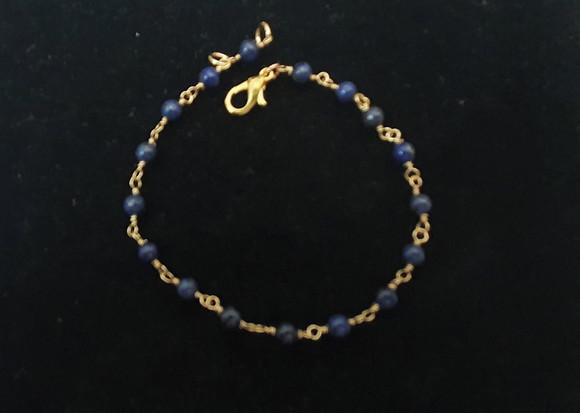 Pulseira Banhada Com Pedras Naturais Lápis Lazuli