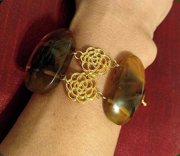 Pulseira Banhada de Flores