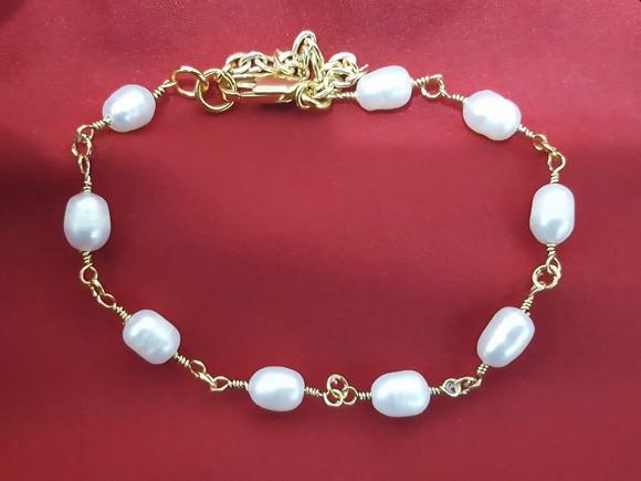 Pulseira Banhada de Pérolas Barrocas - Semijoia
