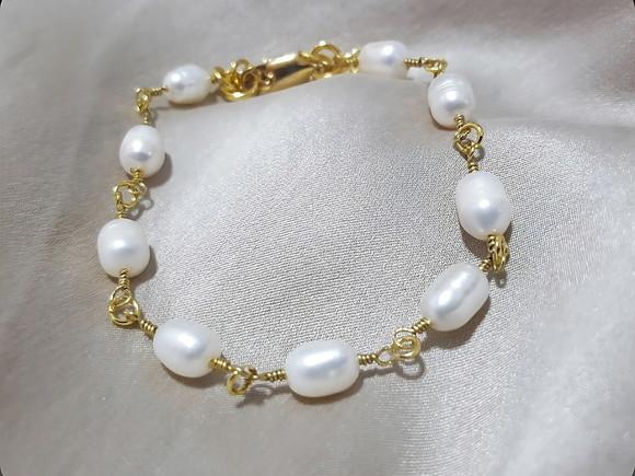 Pulseira Banhada de Pérolas Barrocas - Semijoia