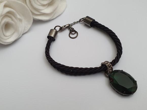 Pulseira Banhada Grafite com Cristal Alexandrita