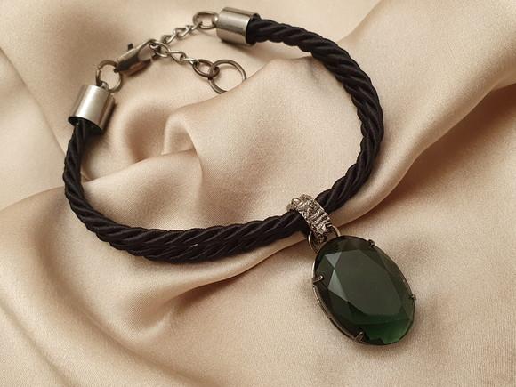Pulseira Banhada Grafite com Cristal Alexandrita