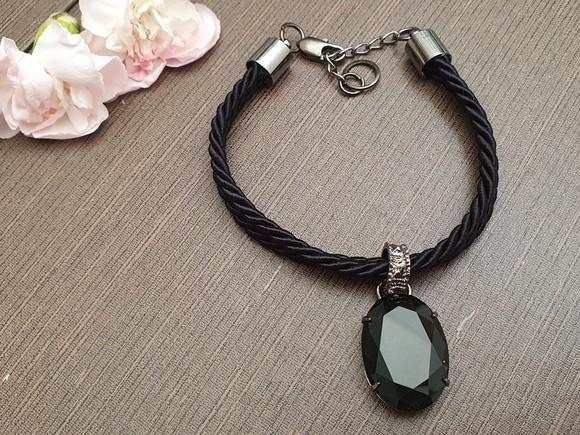 Pulseira Banhada Grafite com Cristal Alexandrita