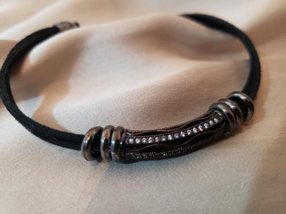 Pulseira Banhada Grafite com Mini Cristais