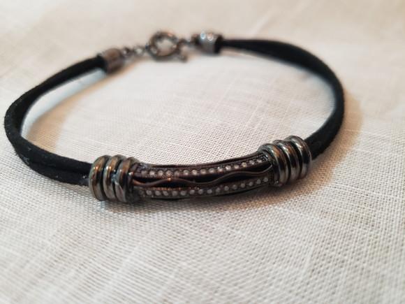 Pulseira Banhada Grafite com Mini Cristais