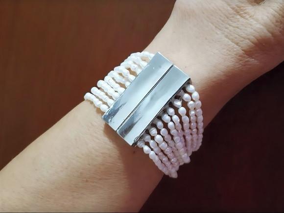 Pulseira Bracelete de Pérolas Naturais