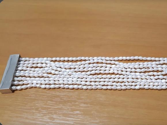Pulseira Bracelete de Pérolas Naturais