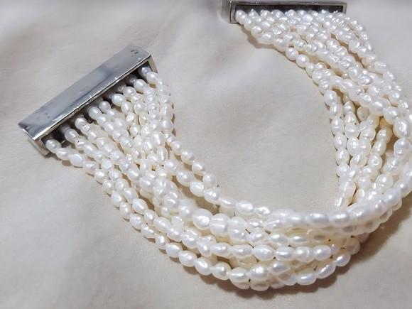 Pulseira Bracelete de Pérolas Naturais