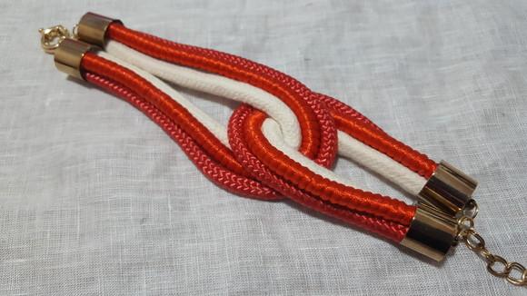 Pulseira de Corda Crú e Corda Náutica Vermelha