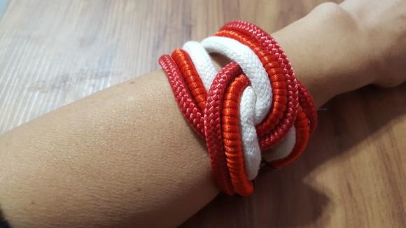 Pulseira de Corda Crú e Corda Náutica Vermelha