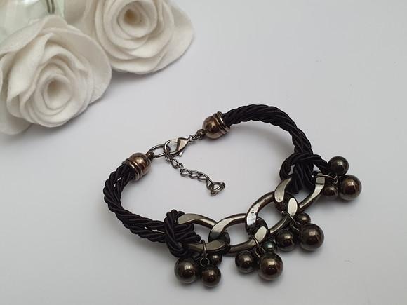 Pulseira De Corrente Grafite E Fio De Corda
