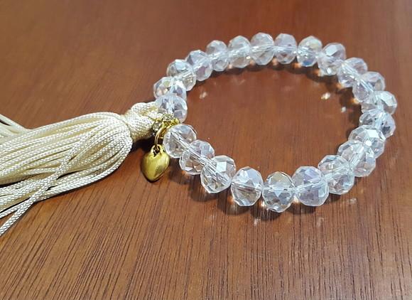 Pulseira de Cristais Incolores e Tassel