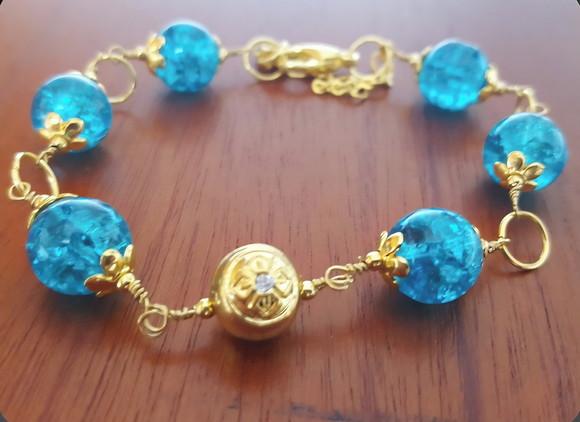 Pulseira de Cristal Fusion Azul Céu