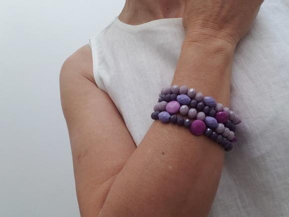 Pulseira de Cristal em Tons de Lavanda